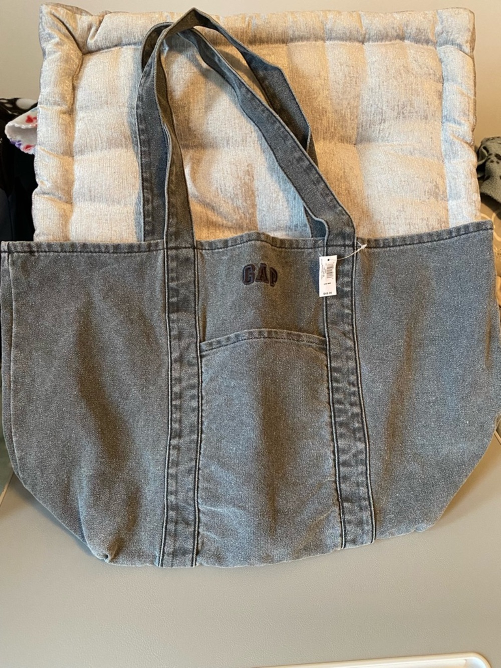 GAP Gray Denim Tote with Front Pocket